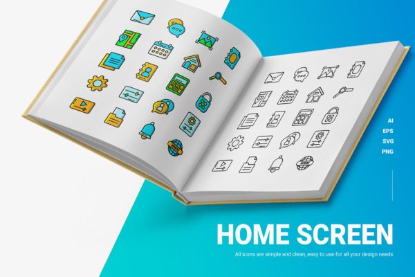 主屏幕彩色&线条图标素材 Home Screen – Icons