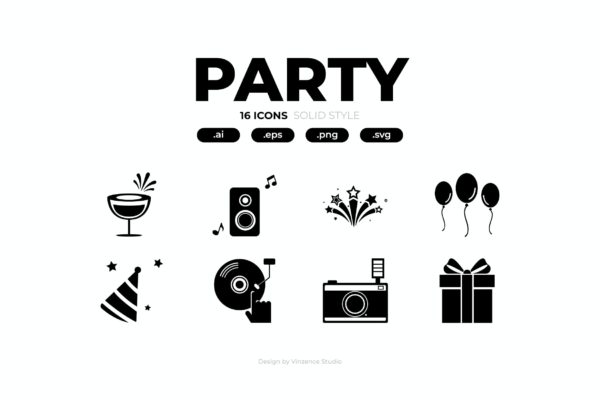 16个派对实心图标矢量素材 16 Party Solid Icons
