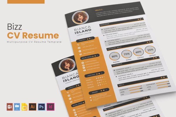 多用途二合一个人简历设计模板 Biz | CV & Resume  Template