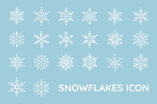 20种雪花图形矢量图标 Snowflakes Icon