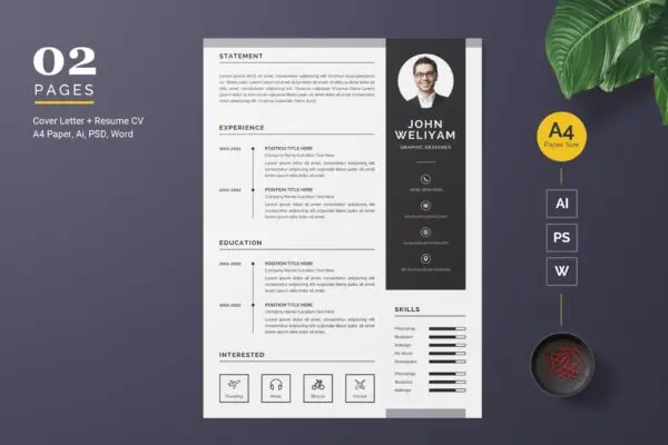 经典两列式排版风格电子简历设计模板v3 Creative Resume / CV Template