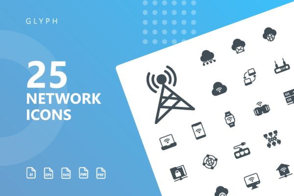 网络科技主题矢量字体图标 Network Glyph Icons