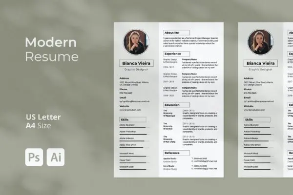现代简约风格视觉设计师简历模板 Modern Resume