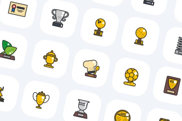 50枚奖杯主题彩色图标矢量素材 50 Award Icons
