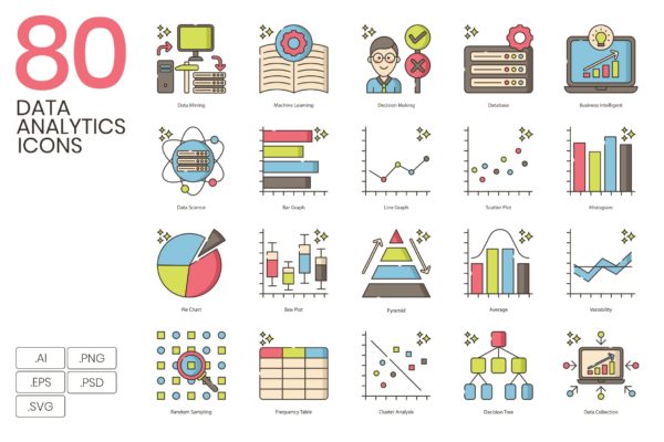 80枚数据分析主题矢量图标 Data Analytics Icons
