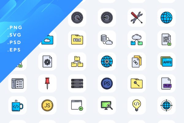 100枚编程开发主题彩色图标矢量素材 100 Development Icons