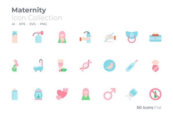 怀孕主题彩色矢量图标合集 Maternity Color Icon