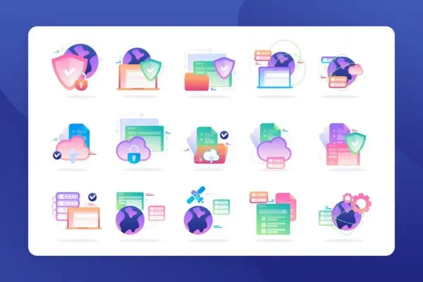 云数据主题矢量图标素材 Cloud Data – Icon Illustration