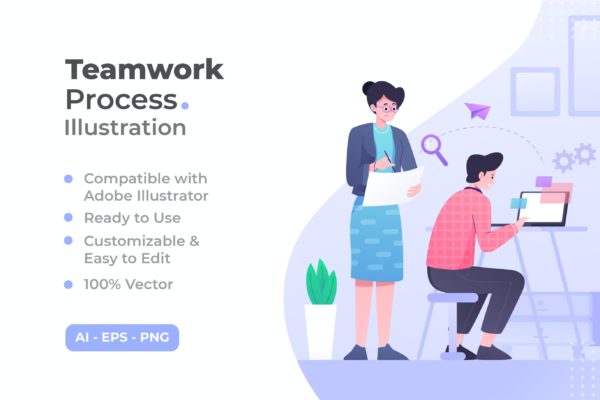 团队合作概念插画模板v8 Teamwork Illustration Concept  v.8