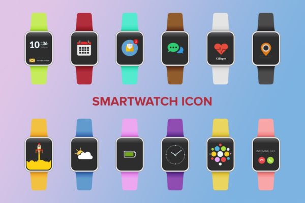 多种款式智能手表拟物图标 Smartwatch Icon