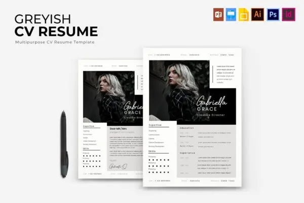 灰白配色风格公司经理求职简历版式设计模板 Greyish | CV & Resume Template