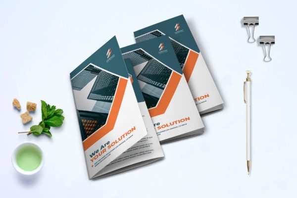 三折页公司业务广告手册设计模板v7 Trifold Business Brochure