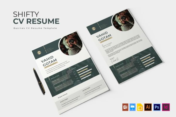 高级摄影师应聘简历版式设计模板 Shifty | CV Resume