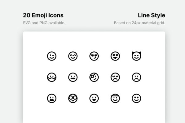 表情元素粗黑线条图标素材 Emoji Line Icons