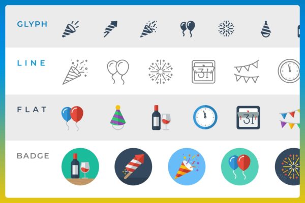 新年派对活动矢量图标集 New Year – Icon’t Event 40