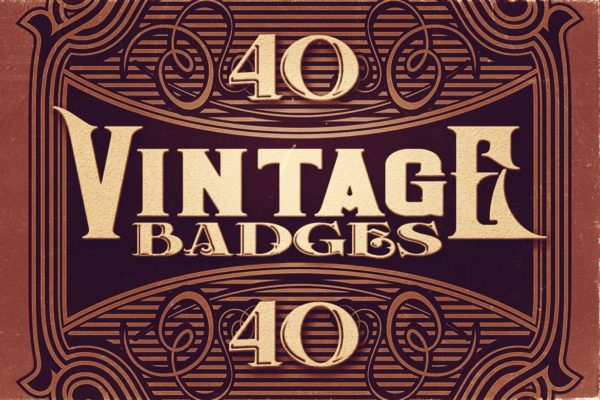 40个复古风格框架徽章设计素材 40 Vintage Badges