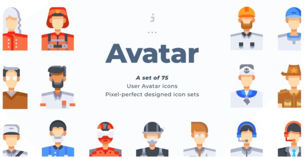 75枚用户头像矢量图标v2（扁平设计风格） 75 User Avatar Icons – Flat