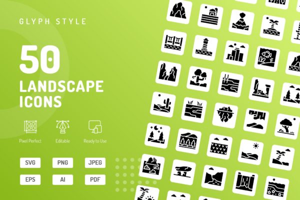 景观元素符号图标素材 Landscape Glyph Icons