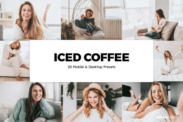 20款冰咖啡色调照片调色LR预设+LUT预设 20 Iced Coffee Lightroom Presets & LUTs