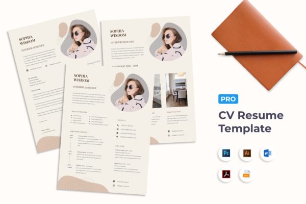 装横设计/室内设计师简历模板素材 CV Resume Interior Design
