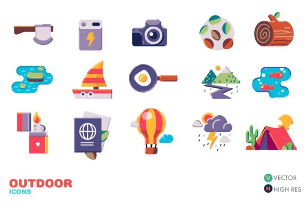 探险旅行主题矢量图标素材 adventure icons2