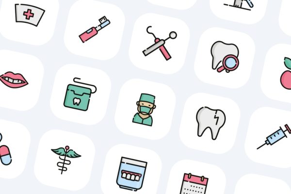 30枚牙医主题彩色图标矢量素材 30 Dentist Icons