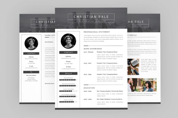 公关经理应聘简历排版设计模板 Publicist Resume Designer