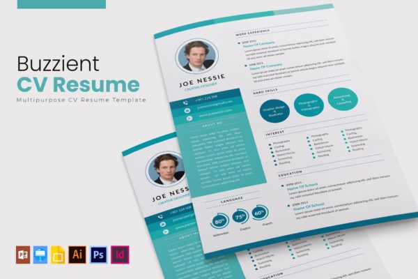 创意蓝色风格个人简历模板下载 Blue Creative | CV & Resume Template