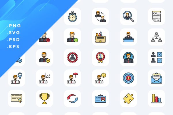 50枚人力资源主题彩色图标矢量素材 50 Human Resources Icons