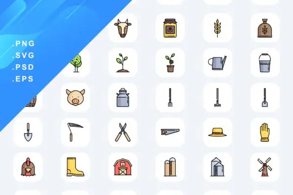 50个农业彩色图标素材 50 Agriculture Icons