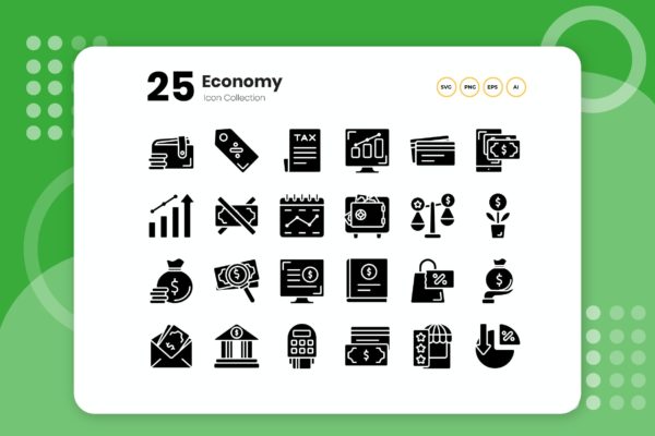 25个金钱经济主题符号图标素材 25 Economy Glyph Icon