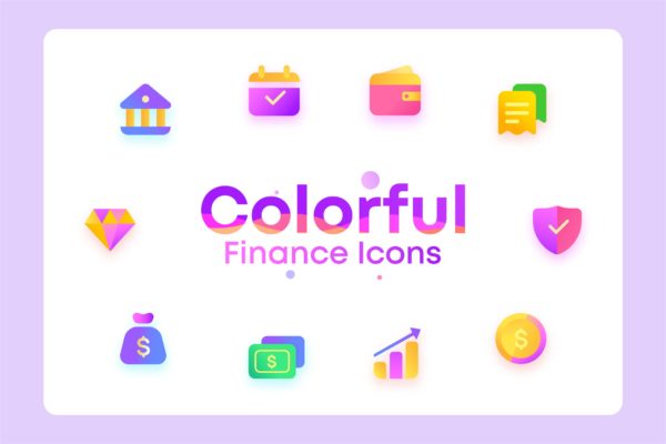金融/钱包/银行主题彩色矢量图标 Colorful Finance, wallet, bank, Illustration Icons