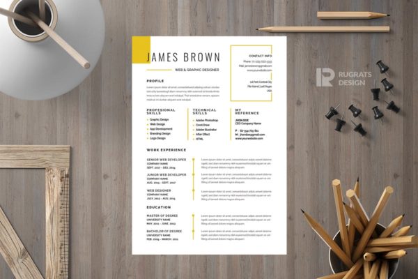 极简设计风格求职简历模板下载 Minimalist CV  Resume R19 Template