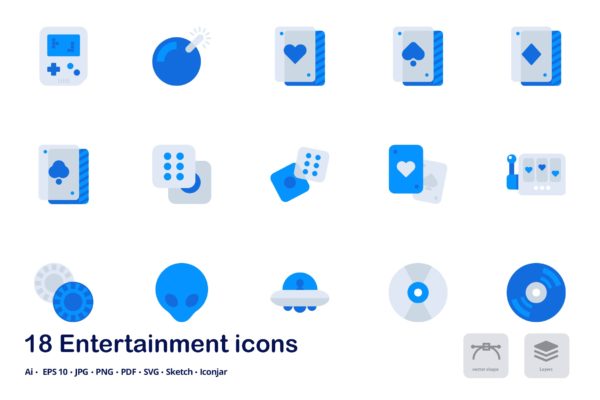 小游戏娱乐双色调矢量图标 Entertainment Accent Duo Tone Icons