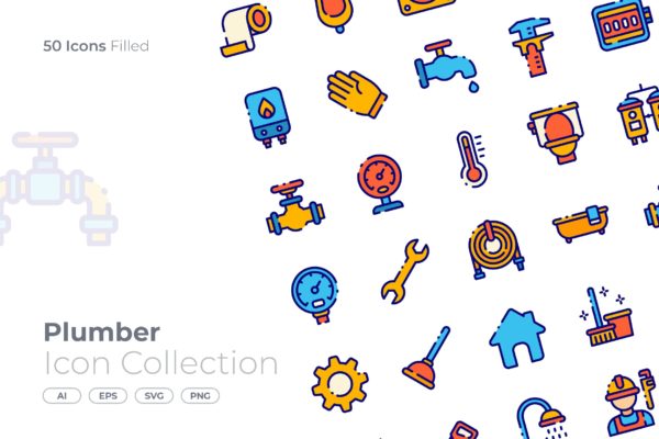 水管工填充图标素材 Plumber Filled Icon