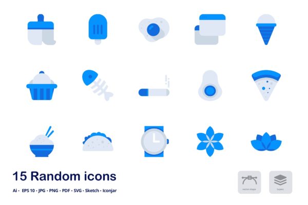 随机概率主题双色调扁平化矢量图标 Random Accent Duo Tone Icons