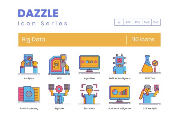 110枚大数据主题矢量图标 Big Data Icons