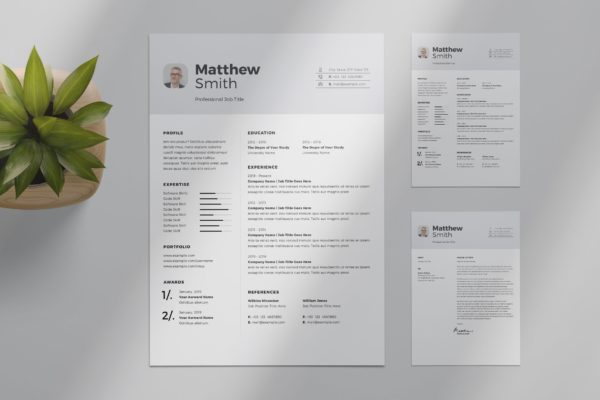 低调简约风格个人介绍信&简历设计模板 Minimalist Resume Layout