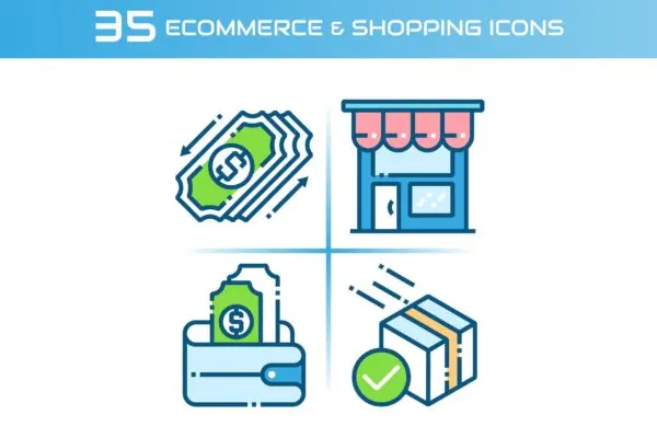 35枚电子商务&购物主题矢量图标 E-commerce and Shopping Icons