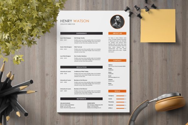经典简约设计风格个人履历表设计模板 CV Resume