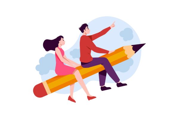 铅笔学习教育概念插画矢量素材 Importance of education illustration concept