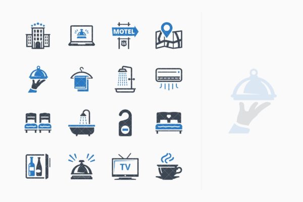 蓝色系列-旅游旅行矢量图标v1 Tourism & Travel Icons Set 1 – Blue Series