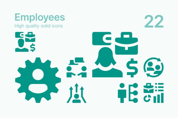 22枚HR雇员纯色图标矢量素材 HR. Employee Icons