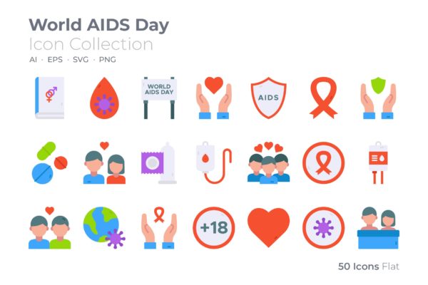 世界艾滋病日彩色图标素材 World AIDS Day Color Icon