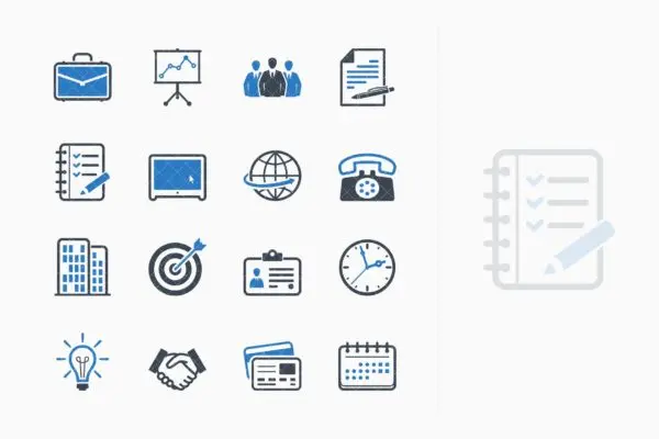 蓝色系列-企业办公主题矢量图标集 Business & Office Icons – Blue Series