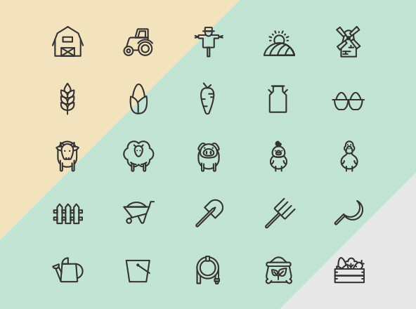 25枚农业主题线性图标素材 25 Free Agriculture Icons