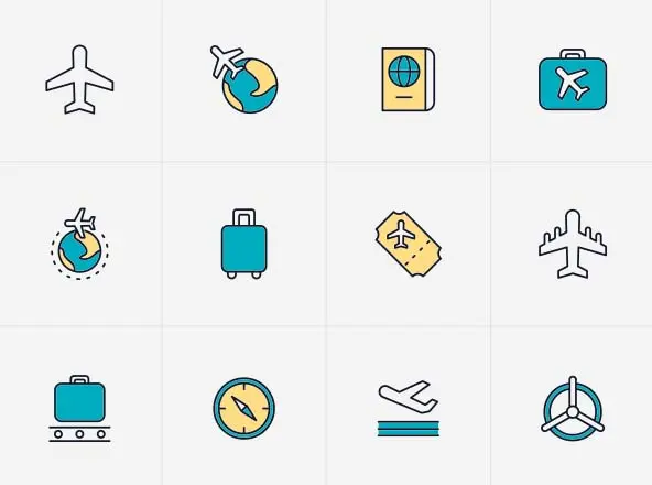 航空主题矢量图标素材v01 Aviation Icons Part 01