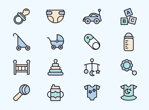 婴儿护理主题矢量线性图标v03 Baby Vector Icons Part 03