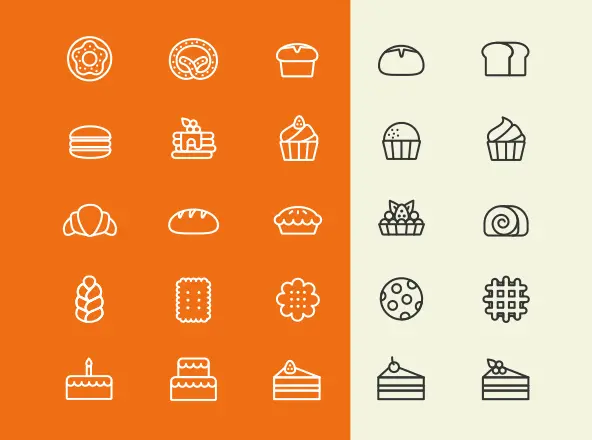 烘焙面包点心矢量线性图标 Bakery Vector Line Icons