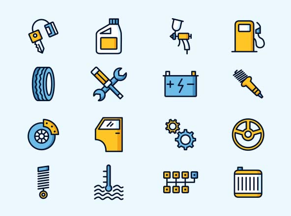 汽车维修服务矢量彩色图标v2 Car Service Icons Part 02